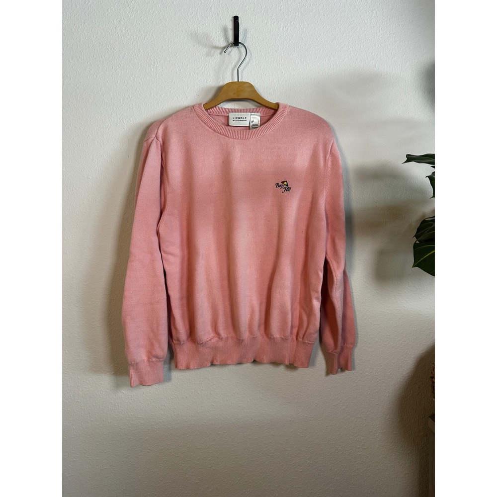 VTG LizGolf Liz Claiborne Pink Crewneck Sweater Bay Hill‎ Women's Size L